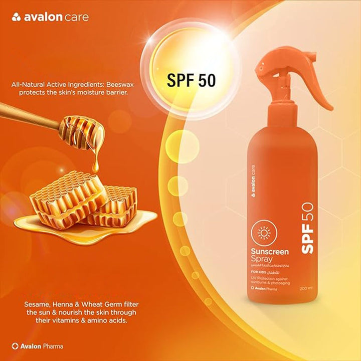 Avalon Care Kids Sunscreen Spray SPF50 200ml - Easy Pharmacy LLC