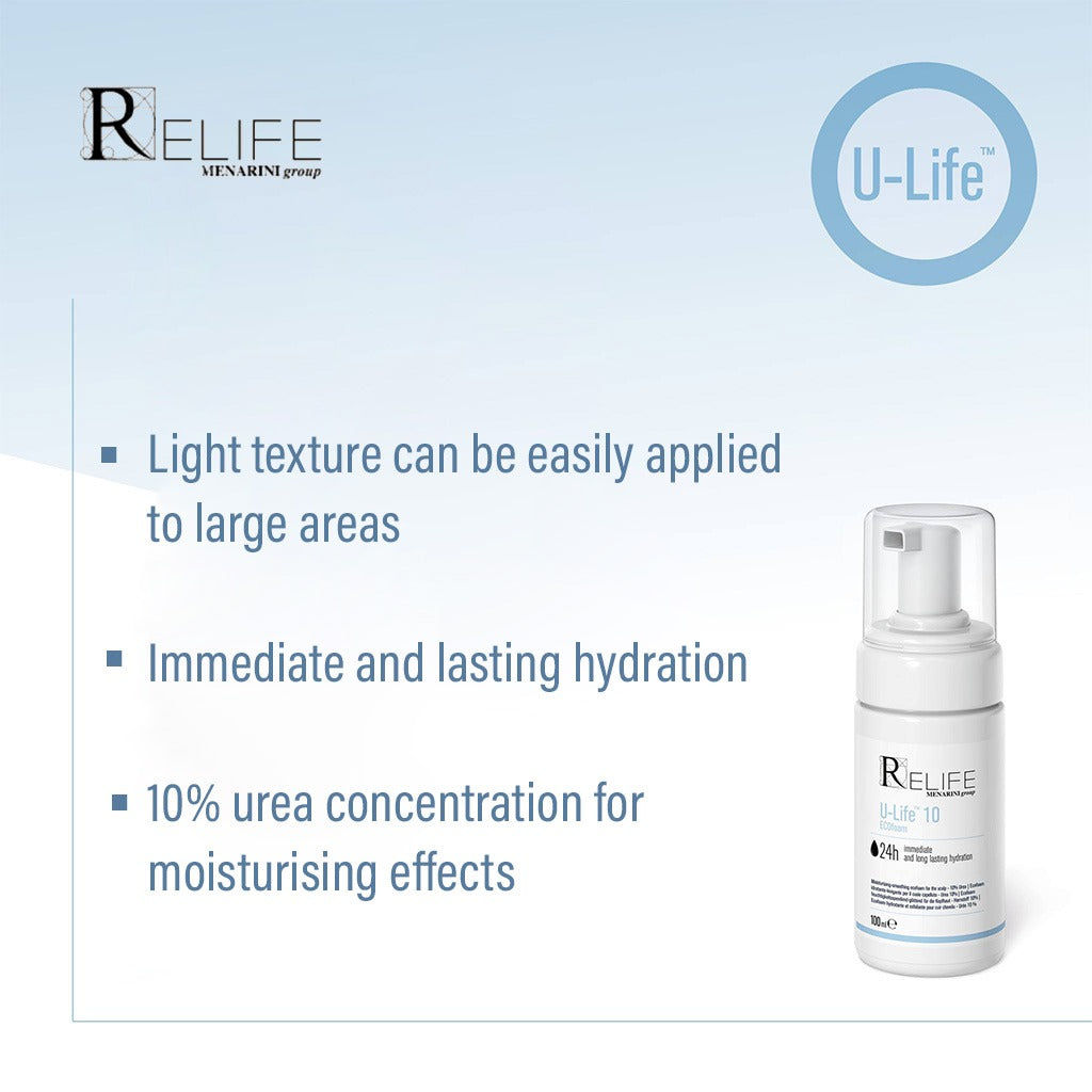 Relife U-Life 10 Moisturizing & Smoothing Ecofoam With 10% Urea For Dry & Flaky Scalp 100ml - Easy Pharmacy LLC