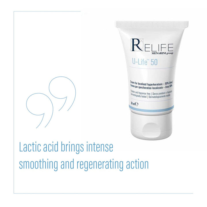 Relife U-Life 50 Cream With 50% Urea For Localised Thickened Skin 30ml - Easy Pharmacy LLC