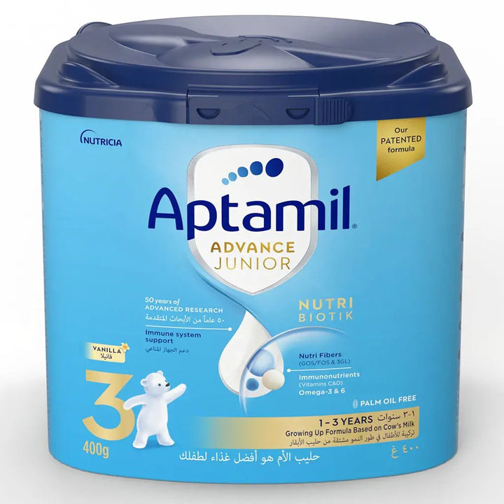 Aptamil Advance Junior Stage 3 Palm Oil Free Toddlers Milk Formula For 1 To 3 Years 400g
