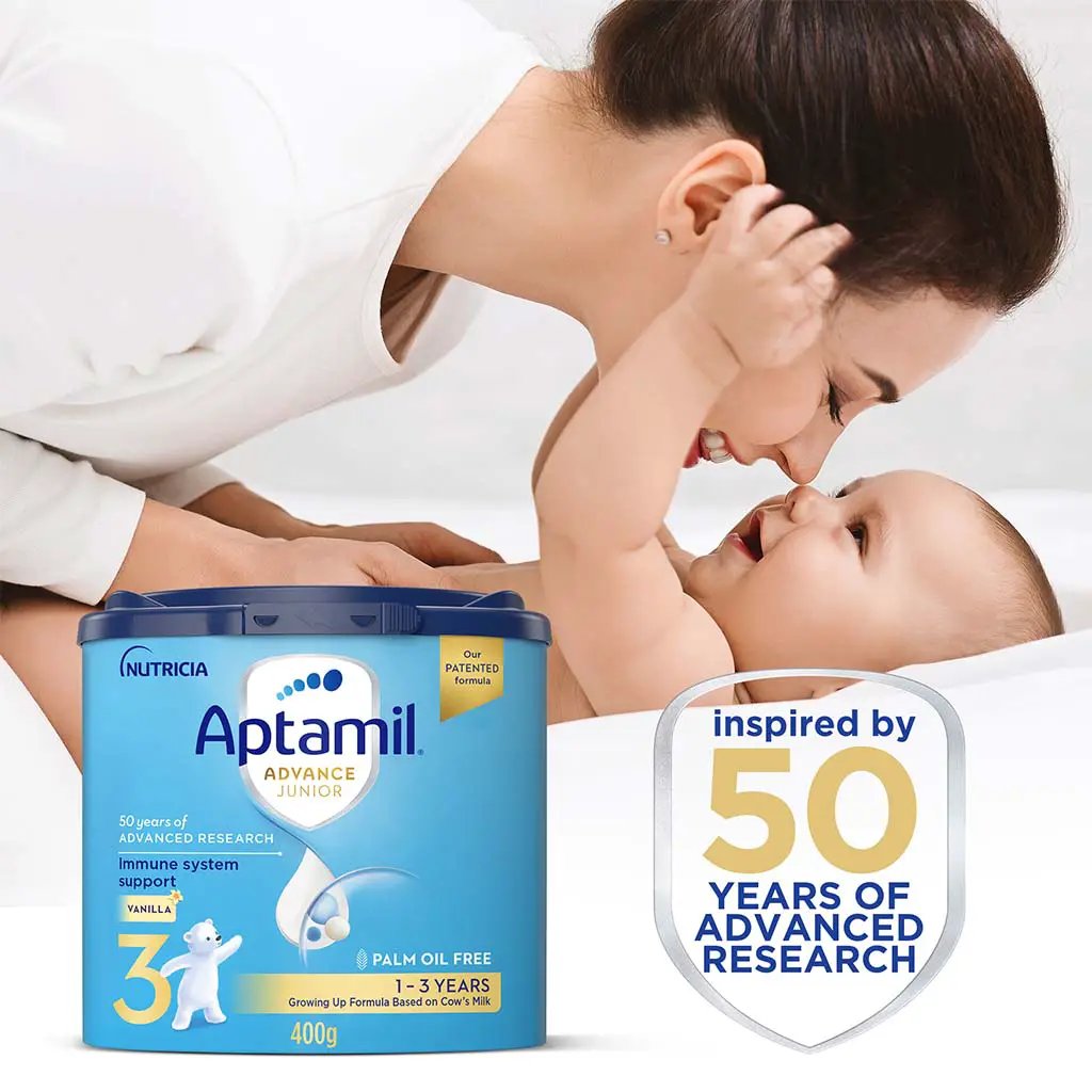 Aptamil Advance Junior Stage 3 Palm Oil Free Toddlers Milk Formula For 1 To 3 Years 400g