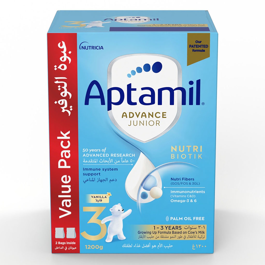 Aptamil Advance Junior Stage 3 Palm Oil Free Toddlers Milk Formula For 1 To 3 Years 1200g - Easy Pharmacy LLC