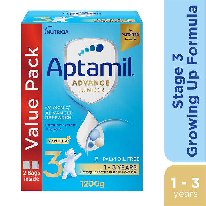 Aptamil Advance Junior Stage 3 Palm Oil Free Toddlers Milk Formula For 1 To 3 Years 1200g - Easy Pharmacy LLC