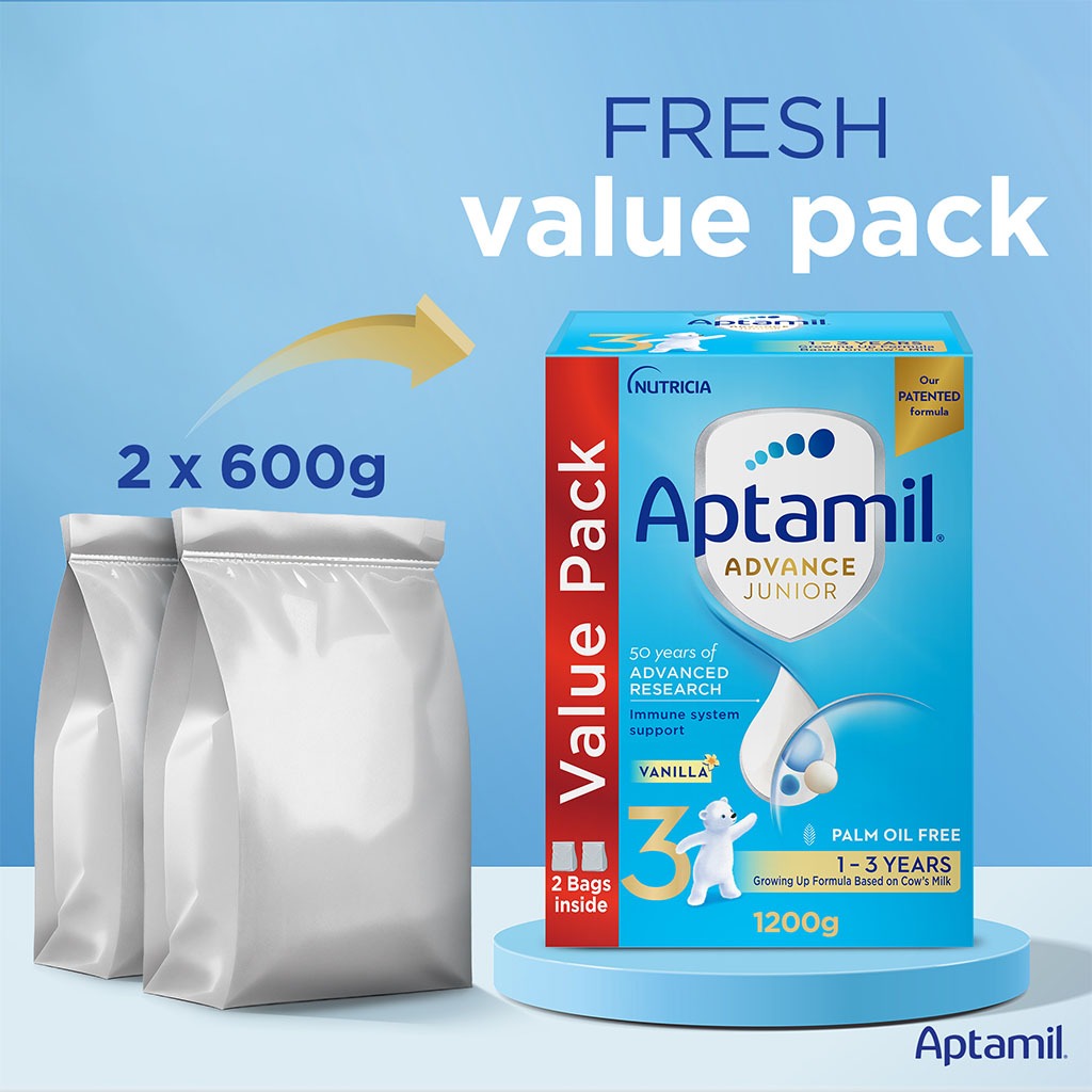 Aptamil Advance Junior Stage 3 Palm Oil Free Toddlers Milk Formula For 1 To 3 Years 1200g - Easy Pharmacy LLC