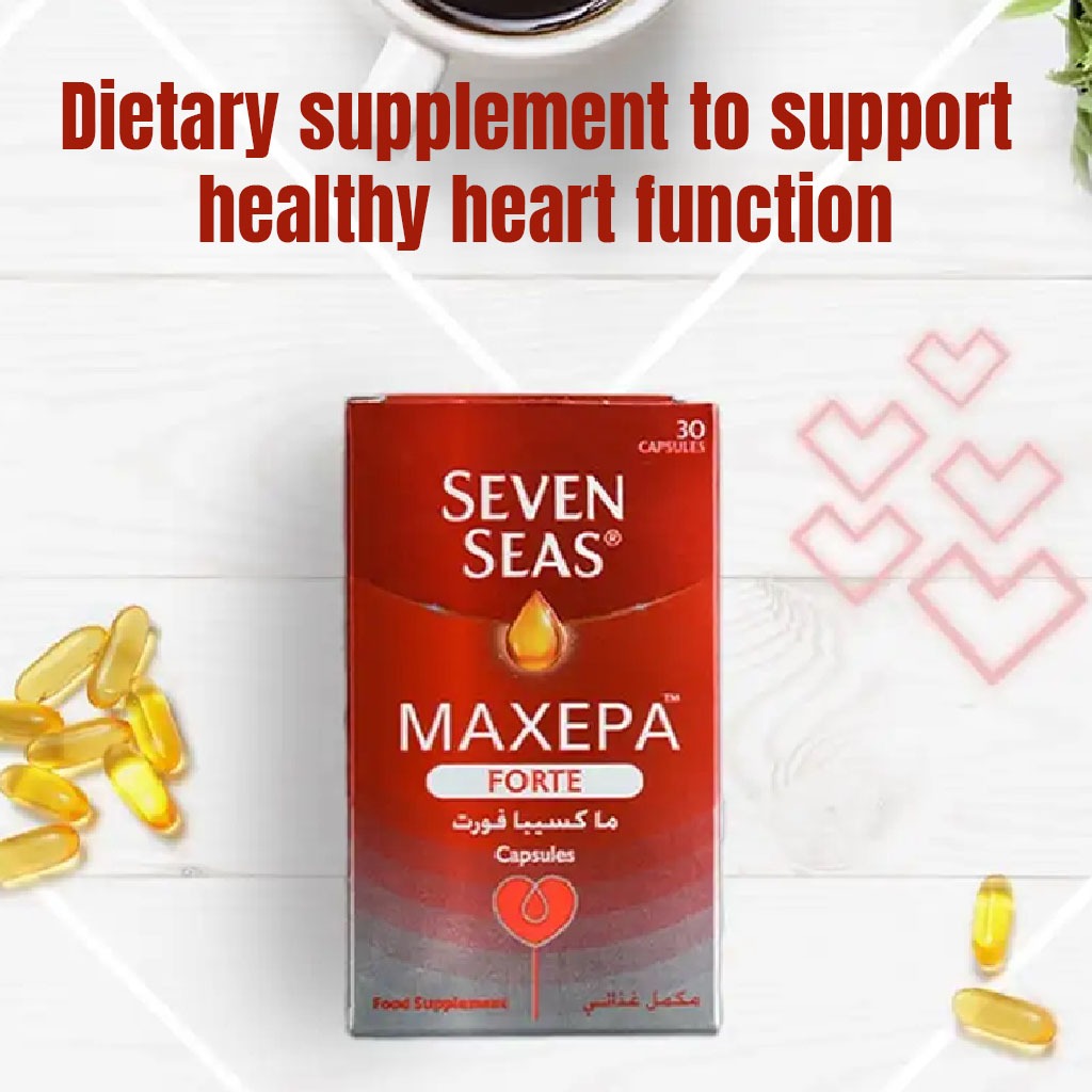 Seven Seas Maxepa Forte With 640mg Omega 3 Fish Oil Capsules For Healthy Heart Function, Pack of 30's - Easy Pharmacy LLC