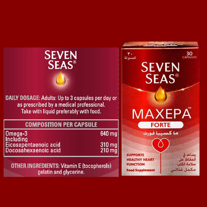 Seven Seas Maxepa Forte With 640mg Omega 3 Fish Oil Capsules For Healthy Heart Function, Pack of 30's - Easy Pharmacy LLC