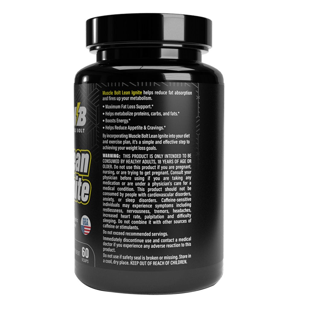 Muscle Bolt Lean Ignite Thermogenic Fat Burner Vegetarian Capsules, Pack of 60’s - Easy Pharmacy LLC