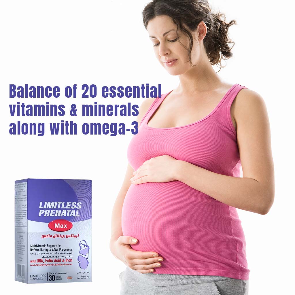 Eva Pharma Limitless Prenatal Max Multivitamin Softgel Capsules For Before, During & After Pregnancy, Pack of 30’s - Easy Pharmacy LLC