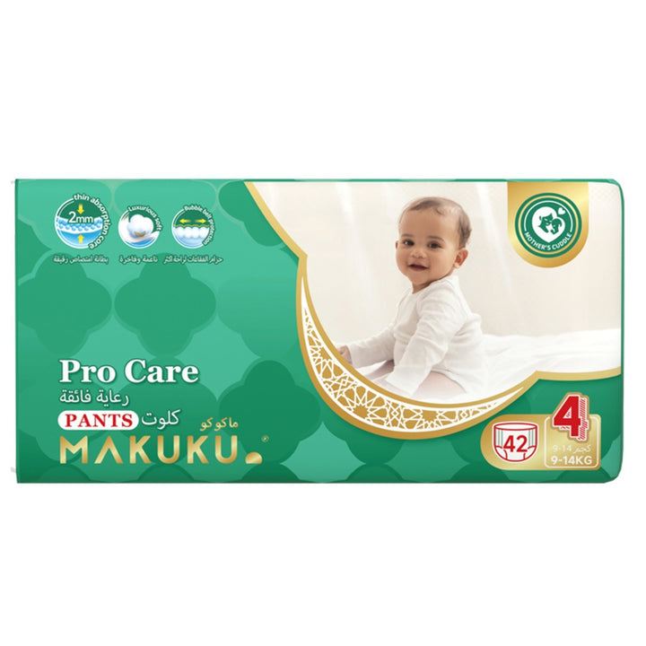 Makuku Pro Care Premium Baby Diaper Pants, Size 4, Large For 9 To 14Kg Baby, Pack of 42’s - Easy Pharmacy LLC