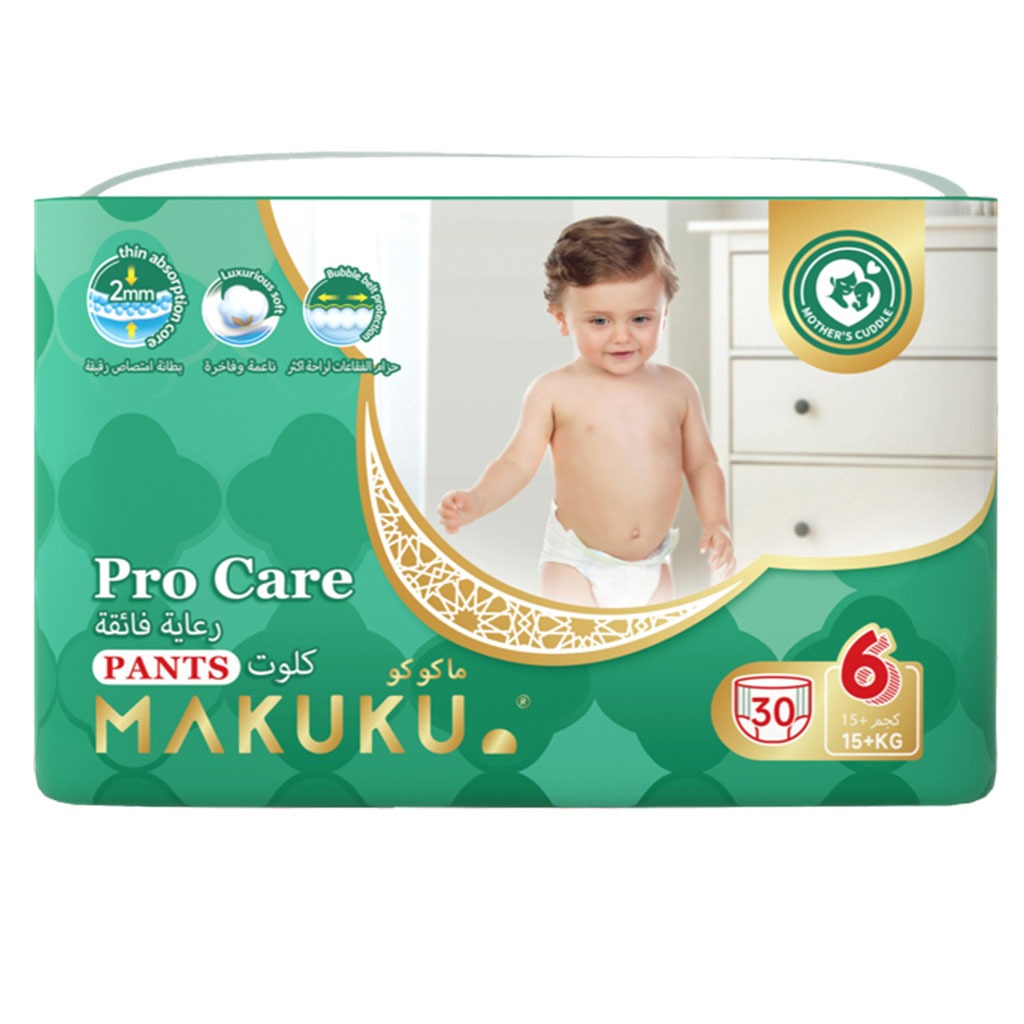 Makuku Pro Care Premium Baby Diaper Pants, Size 6, Double Extra Large (XXL) For 15+Kg, Pack of 30’s - Easy Pharmacy LLC