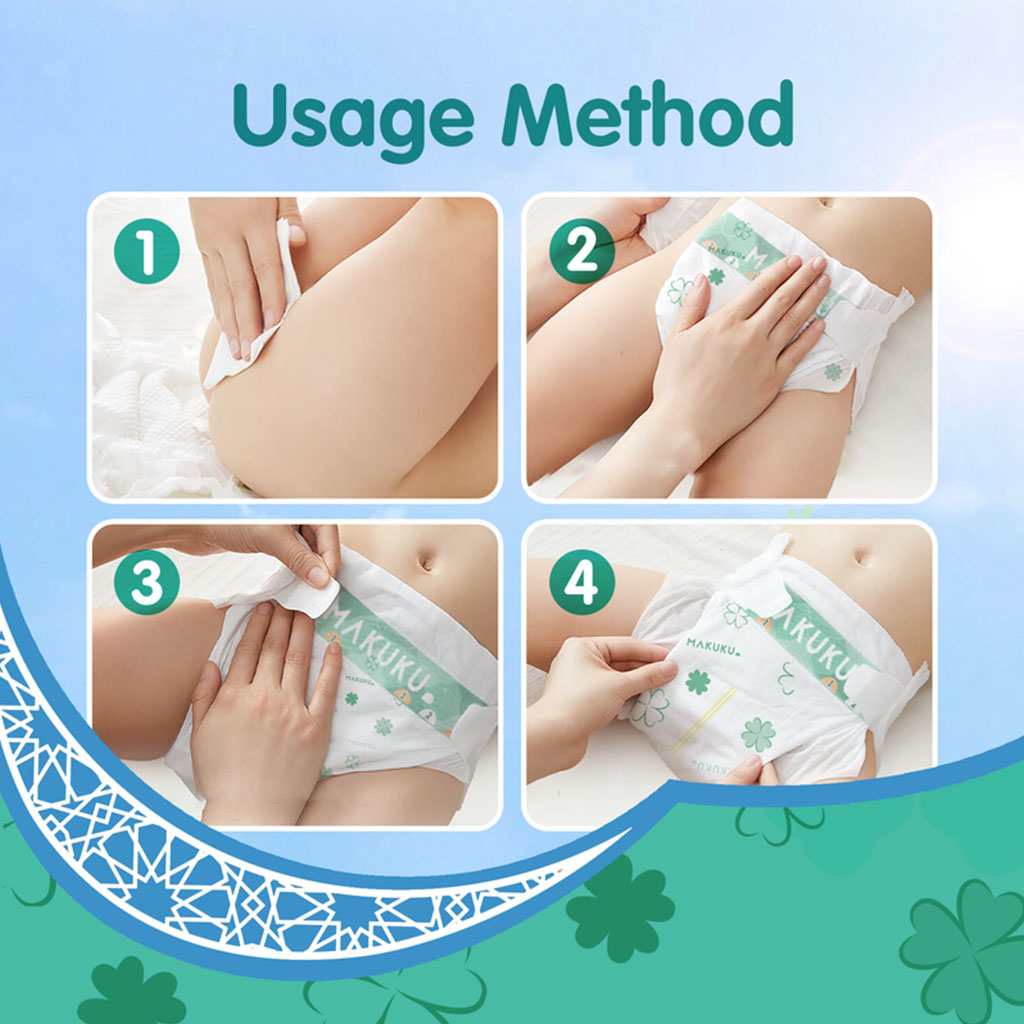 Makuku Pro Care Premium Tape Baby Diapers, Size 3, Medium For 6 To 11Kg, Pack of 100's - Easy Pharmacy LLC