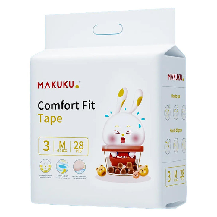 Makuku Comfort Fit Tape Baby Diapers, Size 3, Medium For 6 To 11Kg, Pack of 28’s - Easy Pharmacy LLC