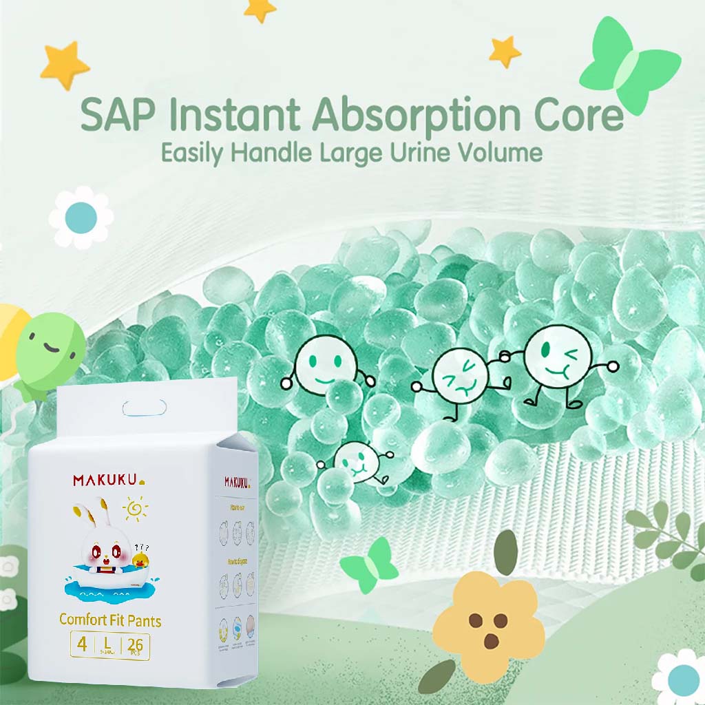 Makuku Comfort Fit Baby Diaper Pants, Size 4, Large For 9 To 14Kg, Pack of 26’s - Easy Pharmacy LLC