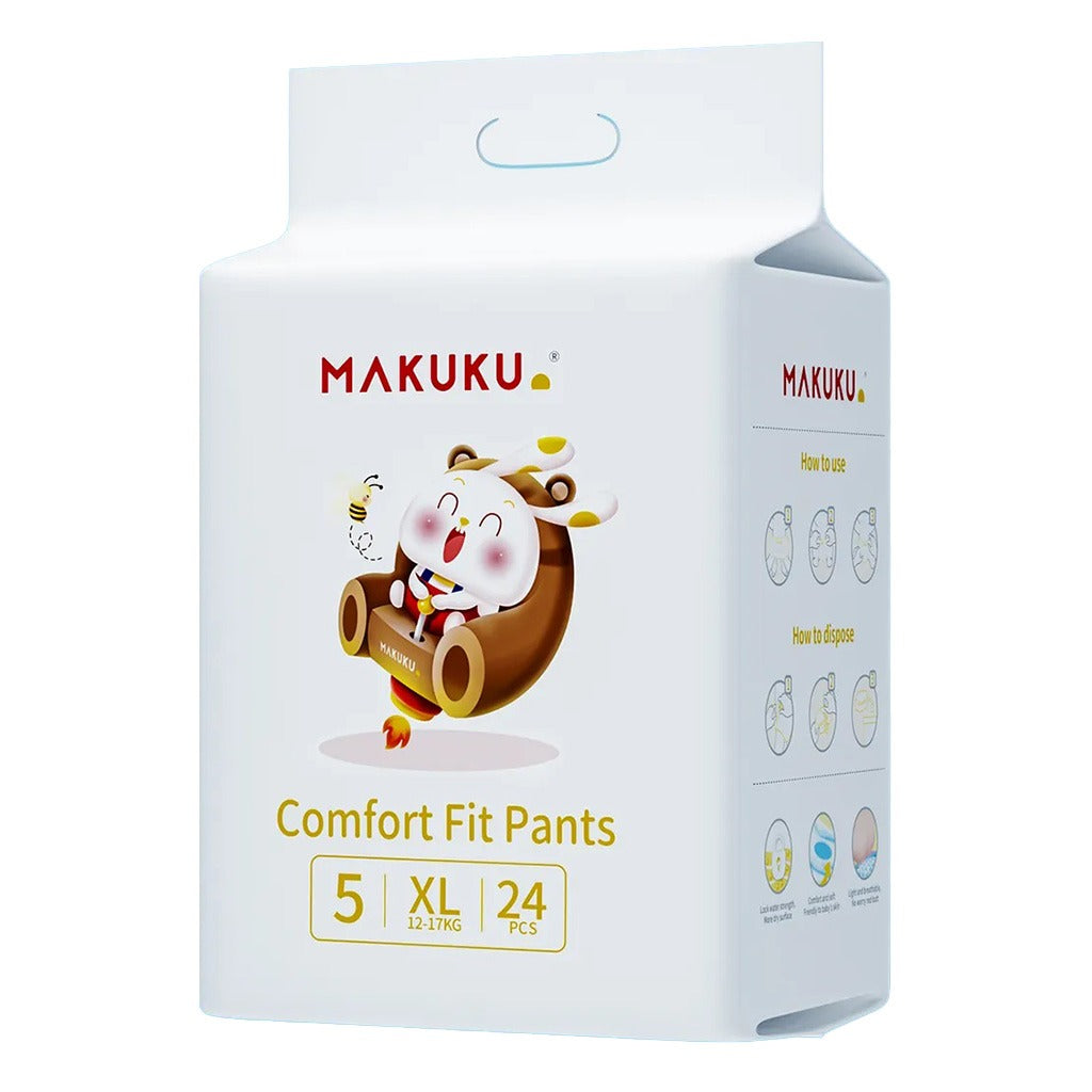 Makuku Comfort Fit Toddlers Diaper Pants, Size 5, Extra Large (XL) For 12-17Kg, Pack of 24’s - Easy Pharmacy LLC