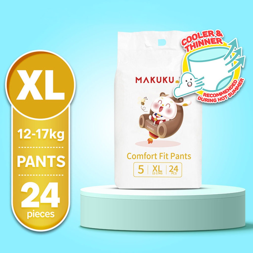 Makuku Comfort Fit Toddlers Diaper Pants, Size 5, Extra Large (XL) For 12-17Kg, Pack of 24’s - Easy Pharmacy LLC