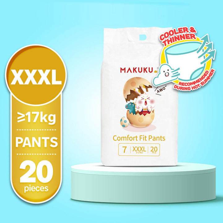 Makuku Comfort Fit Toddlers Diaper Pants, Size 7, Triple Extra Large (3XL) For 17+Kg, Pack of 20’s - Easy Pharmacy LLC