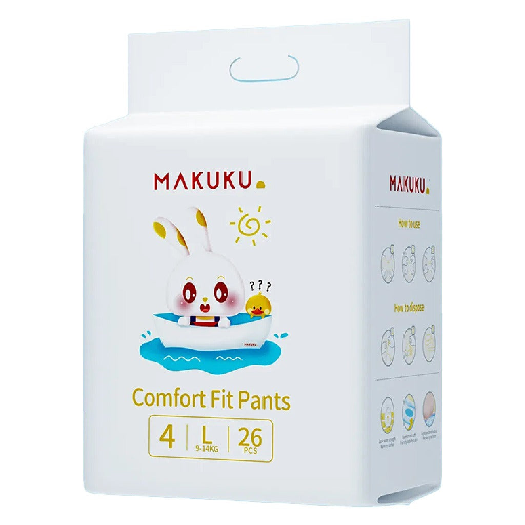 Makuku Comfort Fit Baby Diaper Pants, Size 4, Large For 9 To 14Kg, JUMBO PACK of 26x 8’s - Easy Pharmacy LLC