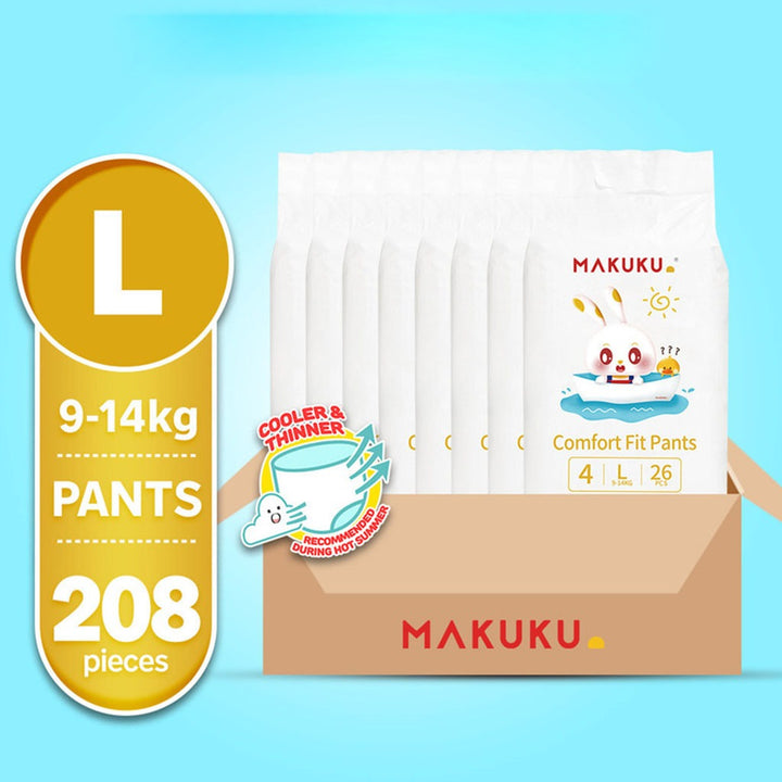Makuku Comfort Fit Baby Diaper Pants, Size 4, Large For 9 To 14Kg, JUMBO PACK of 26x 8’s - Easy Pharmacy LLC
