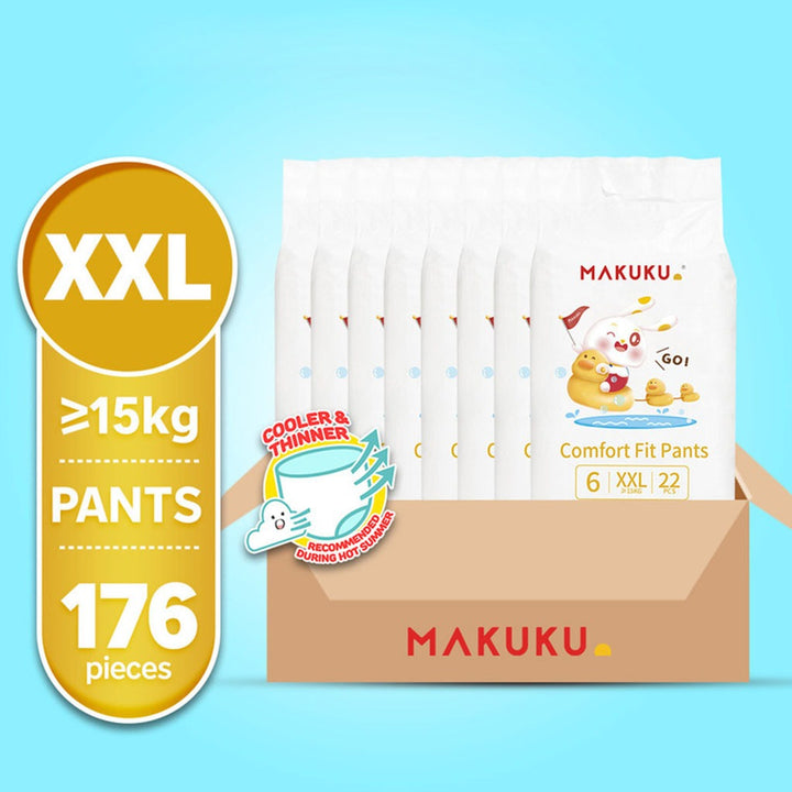 Makuku Comfort Fit Baby Diaper Pants, Size 6, Double Extra Large (XXL) For 15+Kg, JUMBO PACK of 22x 8's - Easy Pharmacy LLC