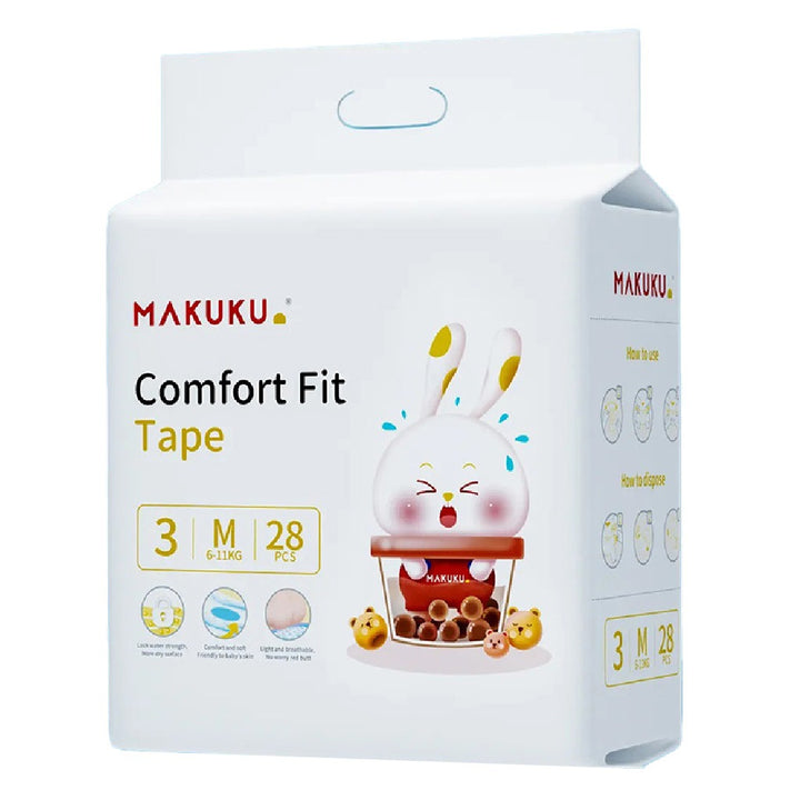 Makuku Comfort Fit Tape Baby Diapers, Size 3, Medium For 6 To 11Kg Baby, JUMBO PACK of 28x 8’s - Easy Pharmacy LLC