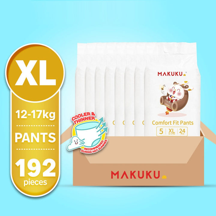 Makuku Comfort Fit Baby Diaper Pants, Size 5, Extra Large (XL) For 12 To 17Kg, JUMBO PACK of 24x 8’s - Easy Pharmacy LLC