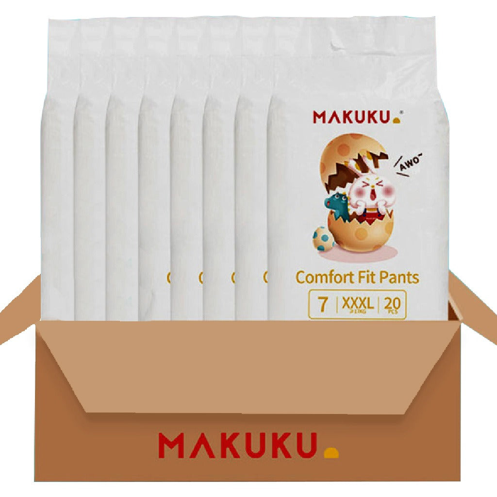 Makuku Comfort Fit Toddlers Diaper Pants, Size 7, Triple Extra Large (3XL) For 17+Kg , JUMBO PACK of 20x 8’s - Easy Pharmacy LLC