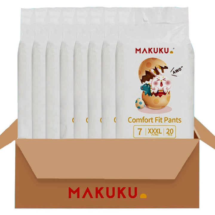 Makuku Comfort Fit Toddlers Diaper Pants, Size 7, Triple Extra Large (3XL) For 17+Kg , JUMBO PACK of 20x 8’s - Easy Pharmacy LLC