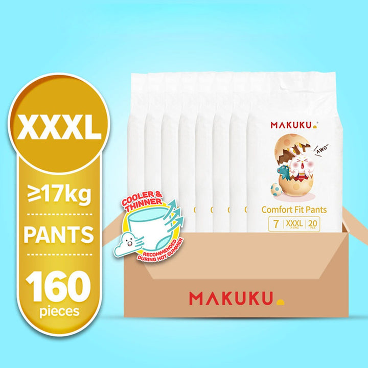 Makuku Comfort Fit Toddlers Diaper Pants, Size 7, Triple Extra Large (3XL) For 17+Kg , JUMBO PACK of 20x 8’s - Easy Pharmacy LLC