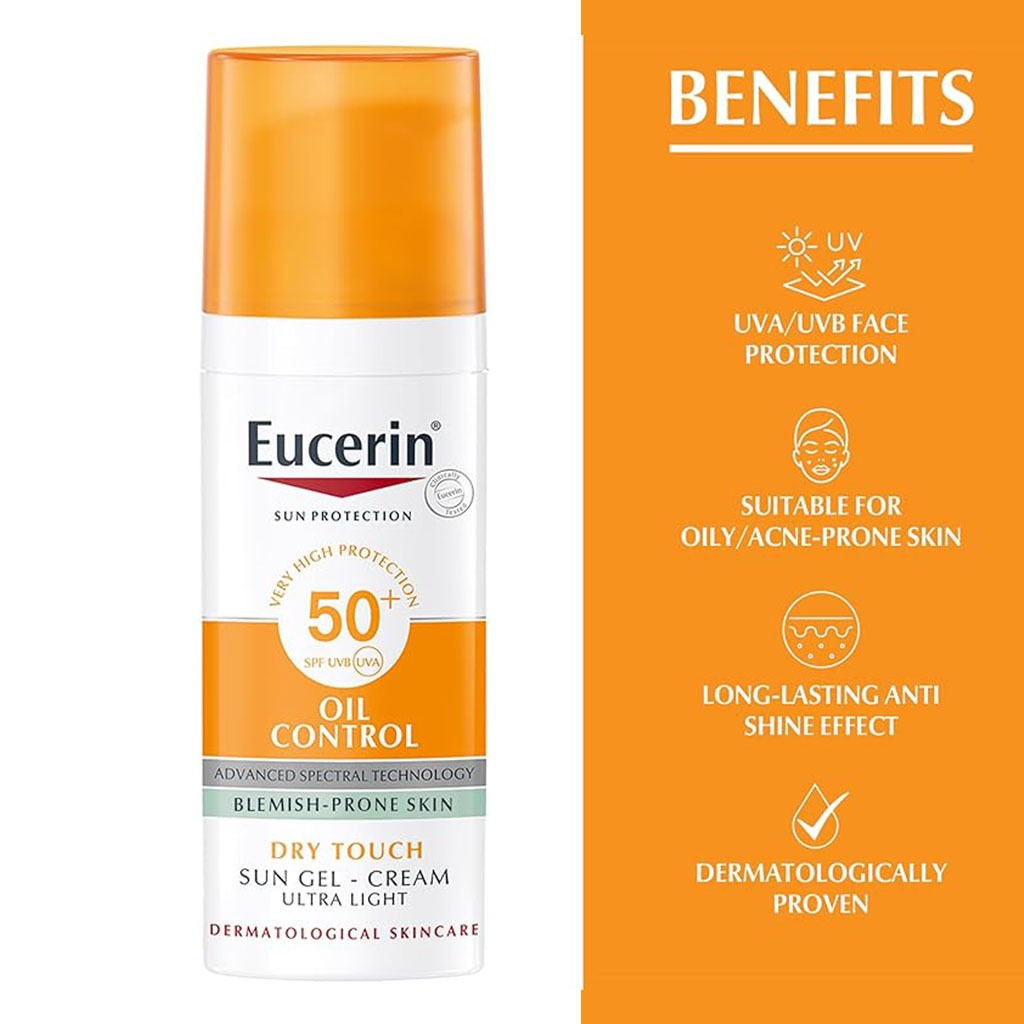 Eucerin Sun Oil Control Dry Touch SPF50+ Sunscreen Gel Cream For Blemish Prone Skin 50ml - PROMO PACK of 2's -Buy 1 & Get 2nd At Half Price - Easy Pharmacy LLC