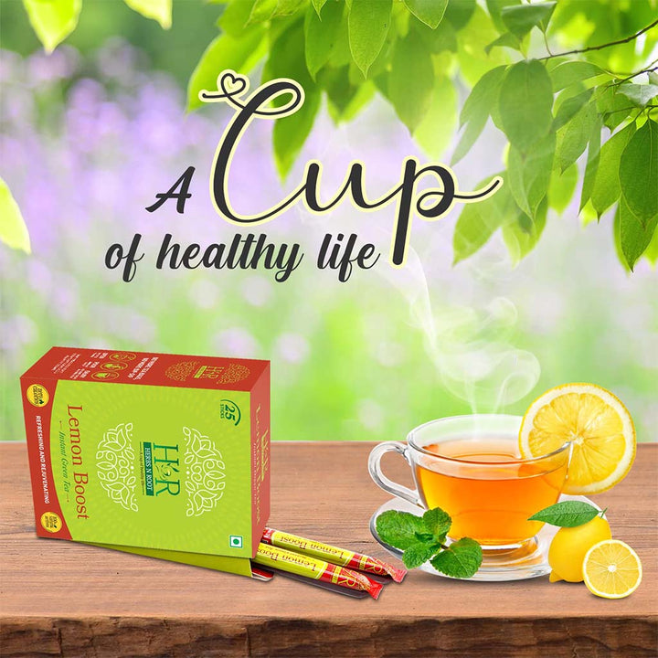 Herbs N Root Lemon Boost Instant Green Tea Sachets For Refreshing & Rejuvenating, Pack of 25's - Easy Pharmacy LLC