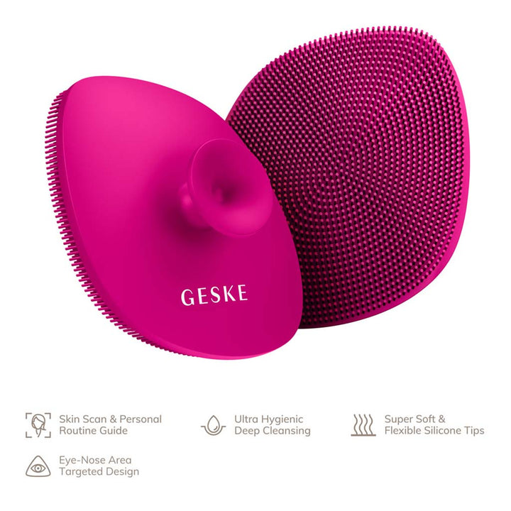 Geske SmartAppGuided 4-in-1 Silicone Facial Cleansing Brush In Magenta Color - Easy Pharmacy LLC