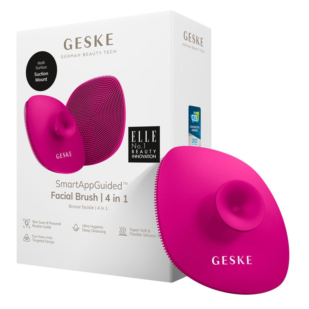 Geske SmartAppGuided 4-in-1 Silicone Facial Cleansing Brush In Magenta Color - Easy Pharmacy LLC