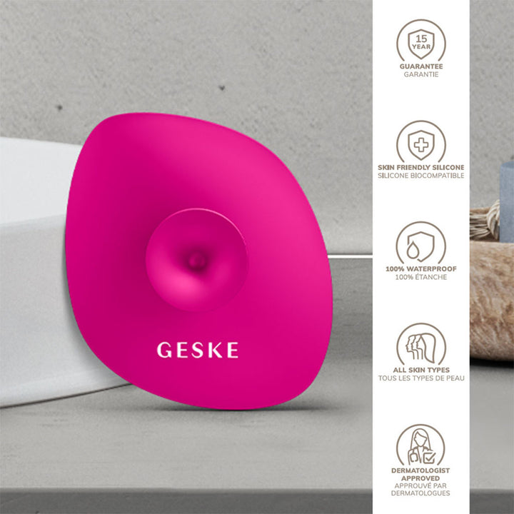 Geske SmartAppGuided 4-in-1 Silicone Facial Cleansing Brush In Magenta Color - Easy Pharmacy LLC