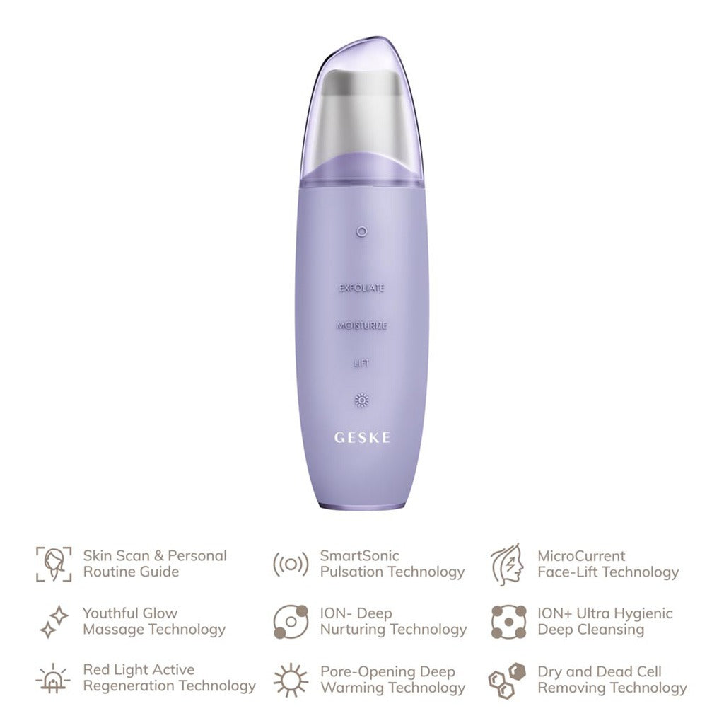 Geske SmartAppGuided 9-in-1 MicroCurrent Skin Scrubber & Blackheads Remover In Purple Color - Easy Pharmacy LLC
