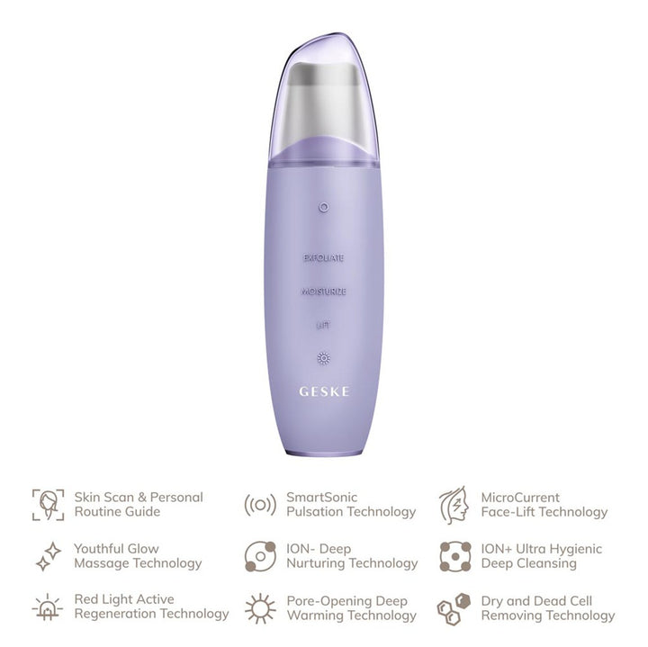 Geske SmartAppGuided 9-in-1 MicroCurrent Skin Scrubber & Blackheads Remover In Purple Color - Easy Pharmacy LLC
