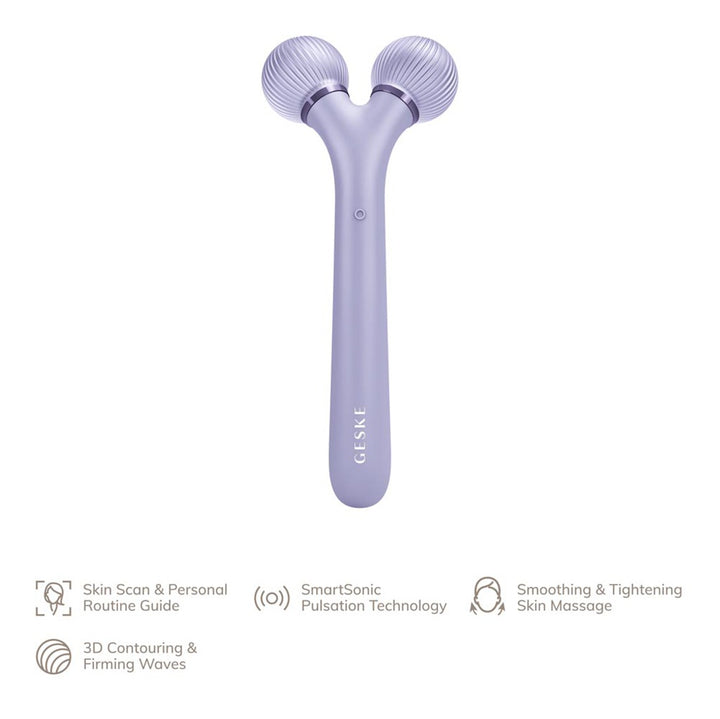 Geske SmartAppGuided 4-in-1 Sonic Facial Roller In Purple Color For Firm & Radiant Skin - Easy Pharmacy LLC