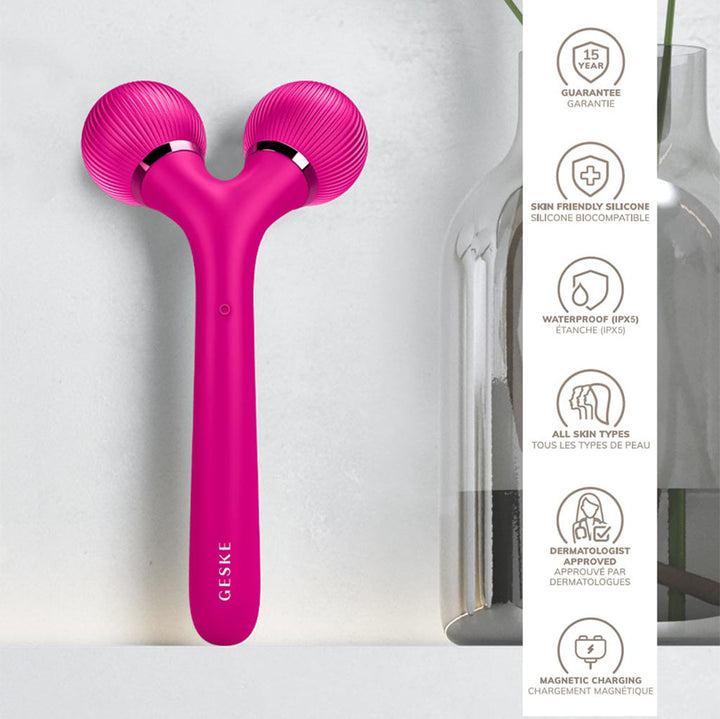 Geske SmartAppGuided 4-in-1 Sonic Facial and Body Roller In Magenta Colour For Radiant Skin - Easy Pharmacy LLC