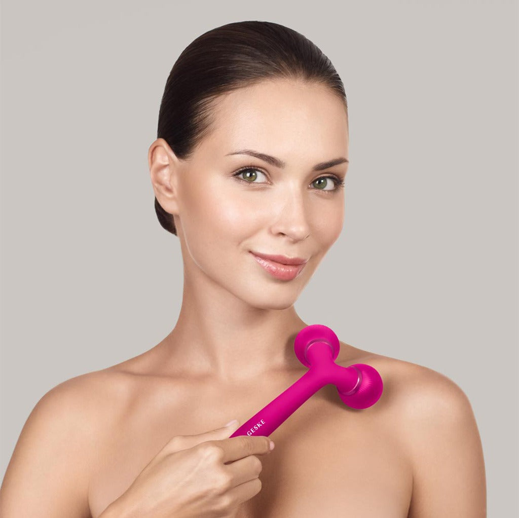Geske SmartAppGuided 4-in-1 Sonic Facial and Body Roller In Magenta Colour For Radiant Skin - Easy Pharmacy LLC