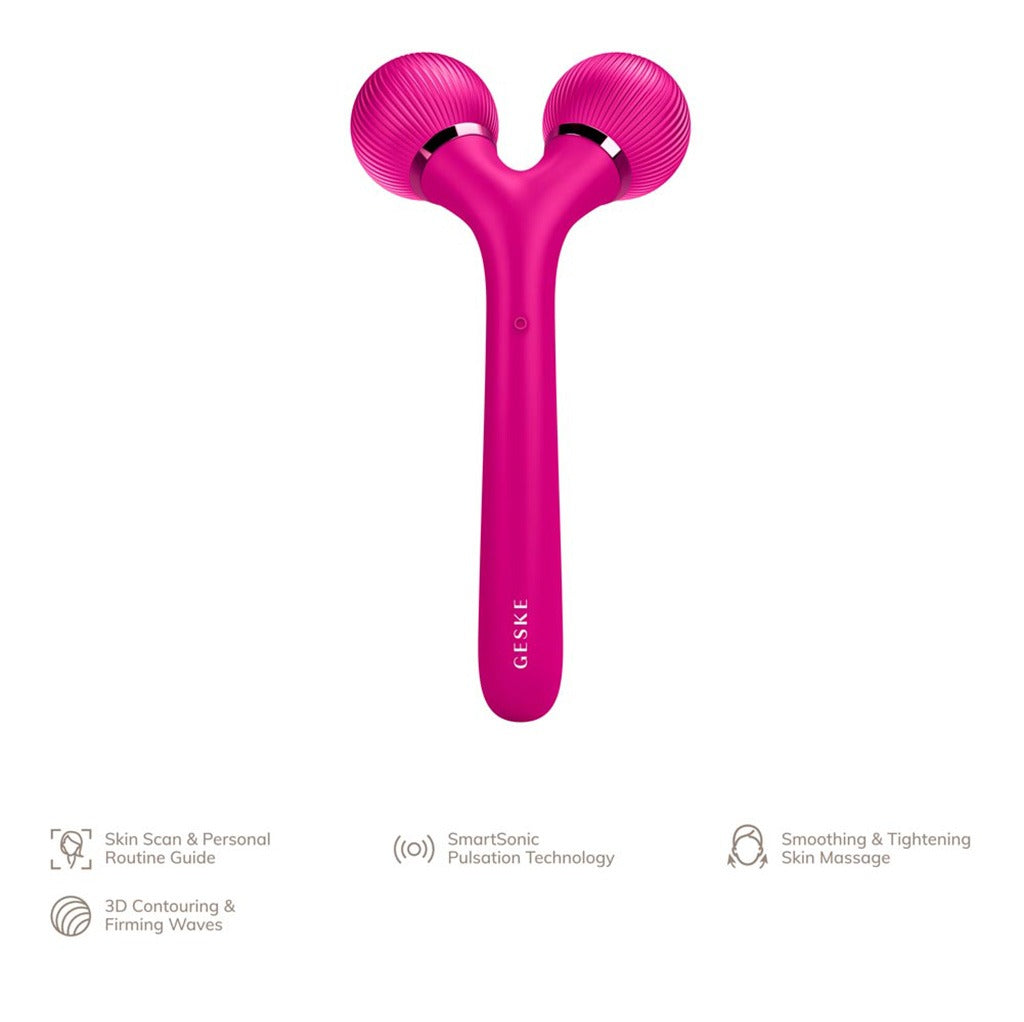 Geske SmartAppGuided 4-in-1 Sonic Facial and Body Roller In Magenta Colour For Radiant Skin - Easy Pharmacy LLC