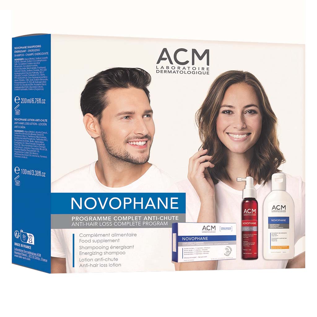 ACM Novophane Anti Hair Loss Complete Program Kit With Anti Hair loss Lotion 100ml, Novophane Capsules 60's & Energizing Shampoo 200ml - Easy Pharmacy LLC