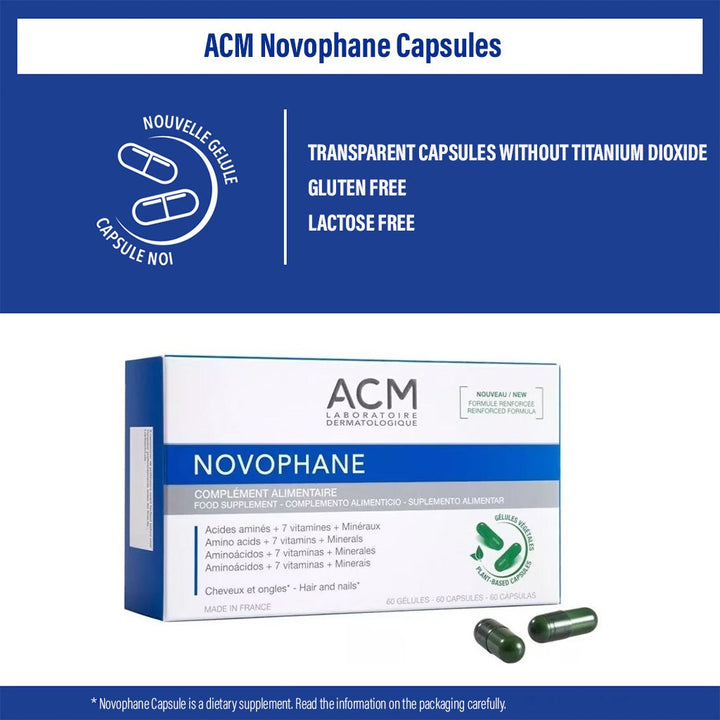 ACM Novophane Anti Hair Loss Complete Program Kit With Anti Hair loss Lotion 100ml, Novophane Capsules 60's & Energizing Shampoo 200ml - Easy Pharmacy LLC