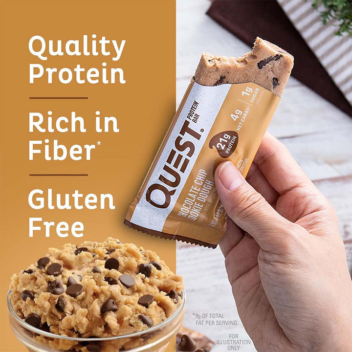 Quest Nutrition Chocolate Chip Cookie Dough Flavoured Protein Bar 50g, Pack of 12's - Easy Pharmacy LLC