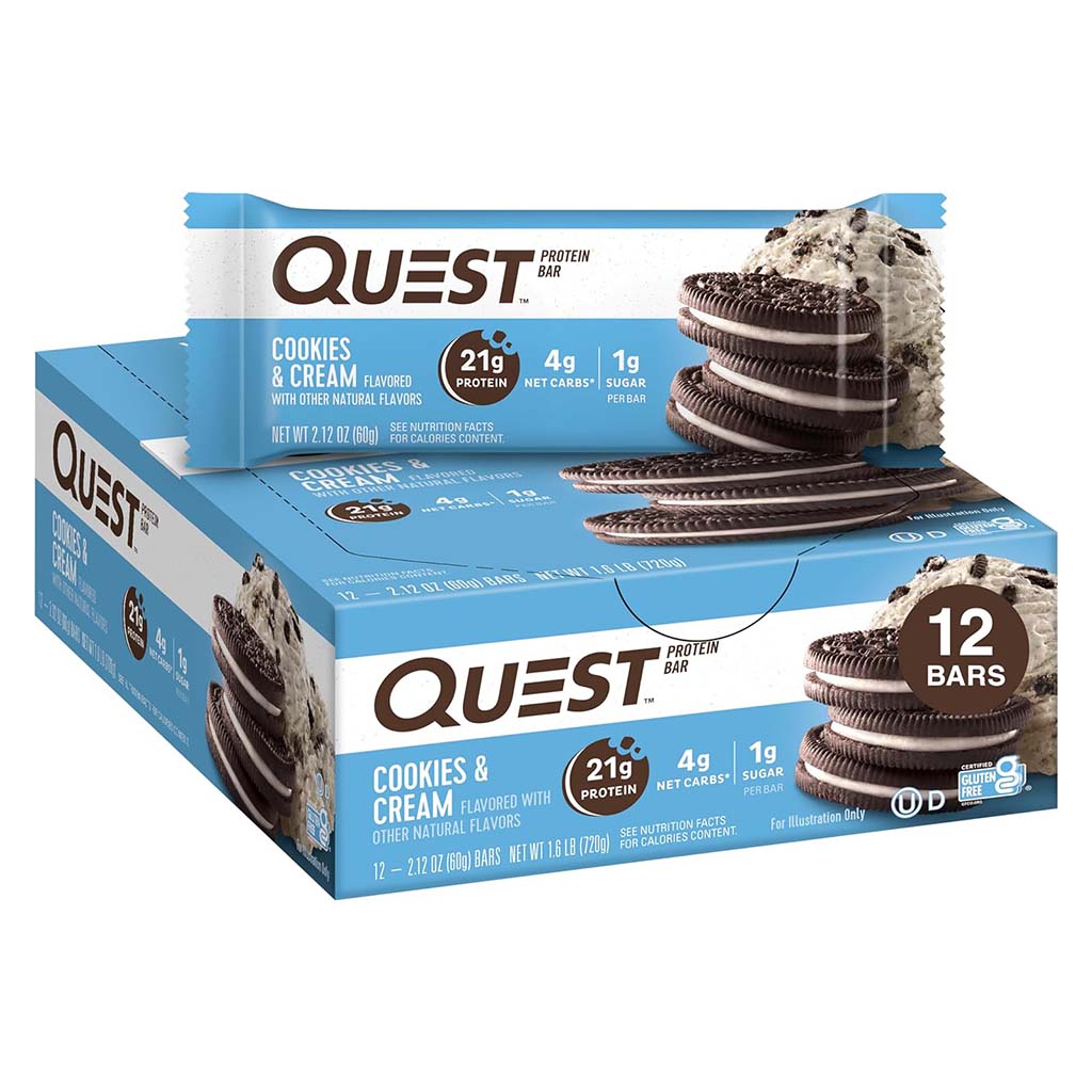 Quest Nutrition Cookies & Cream Flavoured Protein Bar 60g, Pack of 12's - Easy Pharmacy LLC