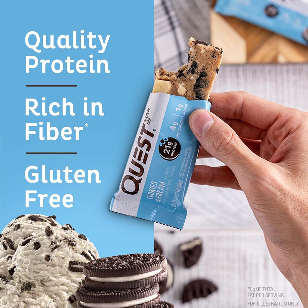 Quest Nutrition Cookies & Cream Flavoured Protein Bar 60g, Pack of 12's - Easy Pharmacy LLC