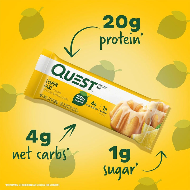 Quest Nutrition Lemon Cake Flavoured Protein Bar 60g, Pack of 12’s - Easy Pharmacy LLC