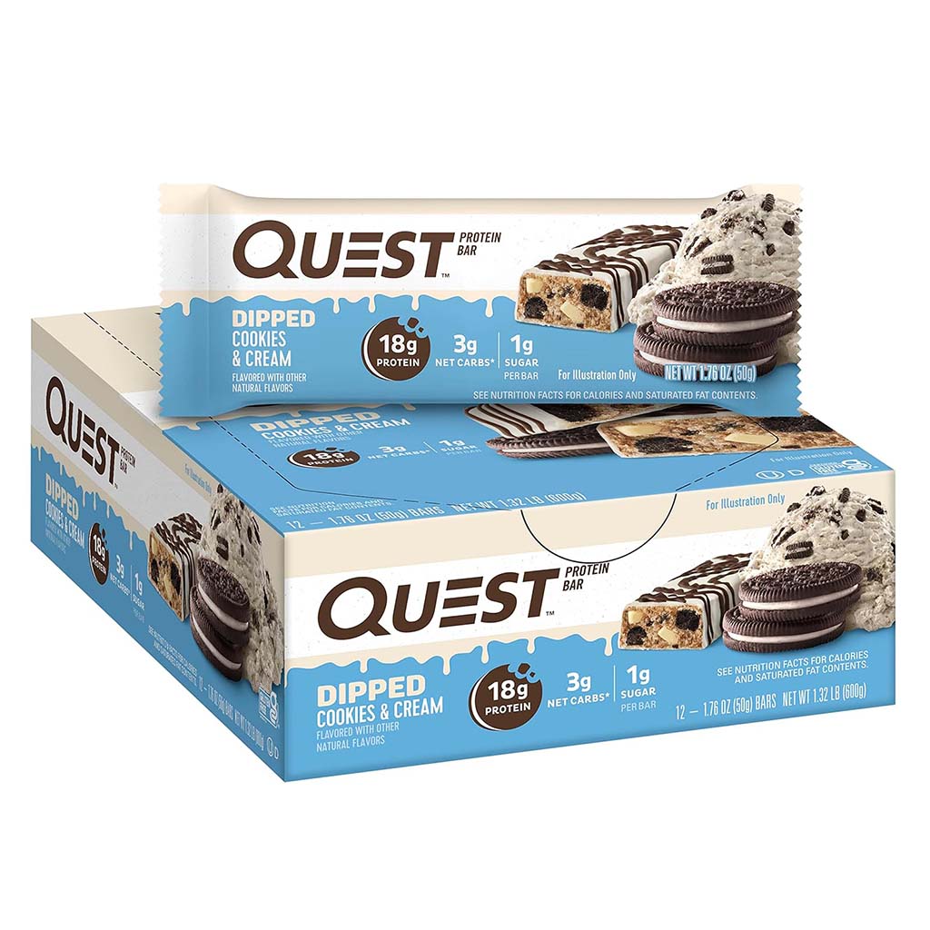 Quest Nutrition Dipped Cookies & Cream Flavoured Protein Bar 50g, Pack of 12’s - Easy Pharmacy LLC