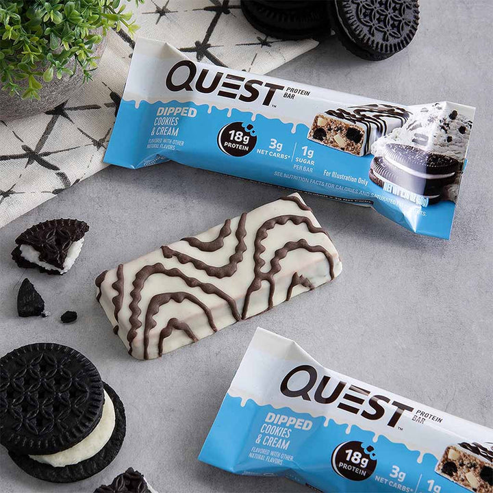 Quest Nutrition Dipped Cookies & Cream Flavoured Protein Bar 50g, Pack of 12’s - Easy Pharmacy LLC