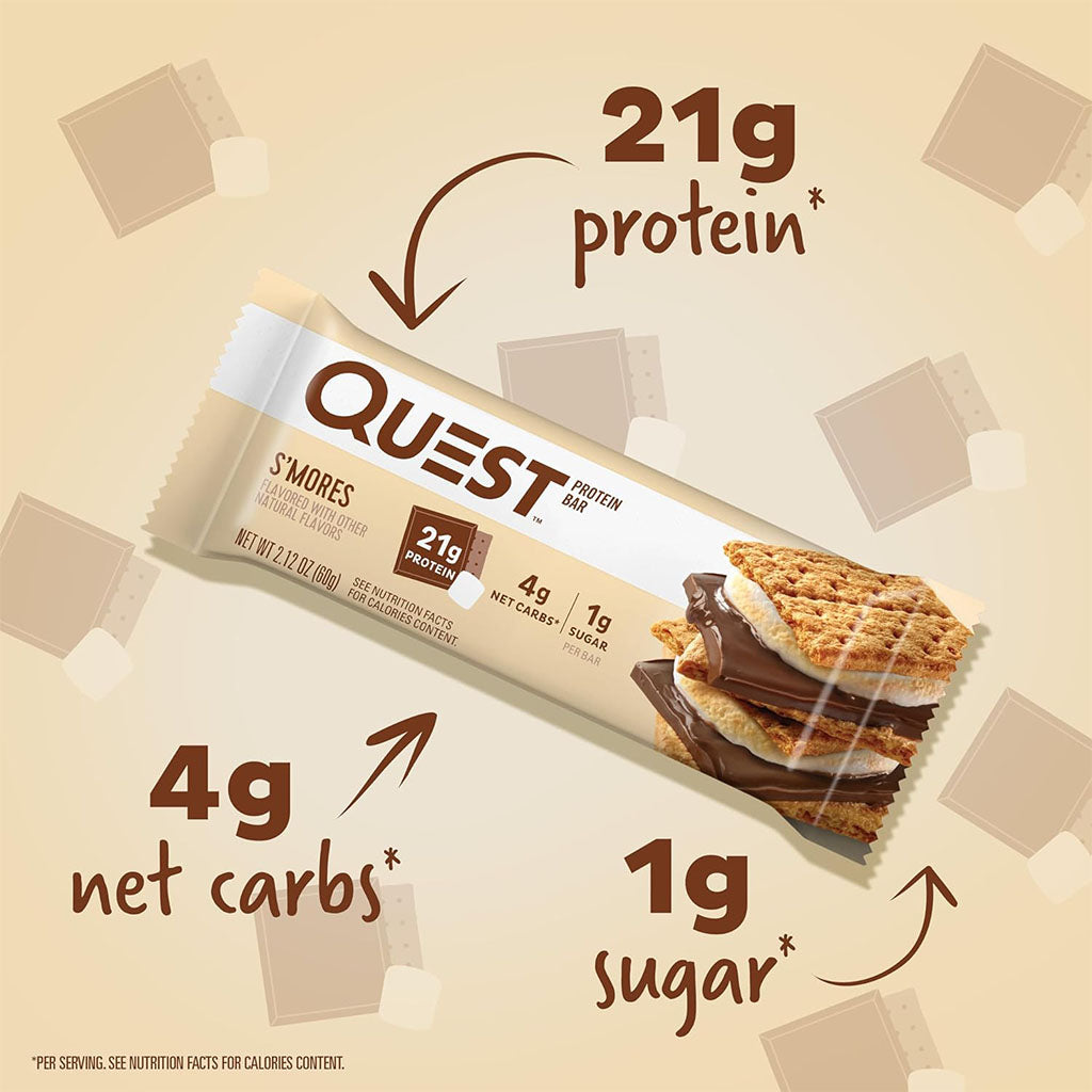 Quest Nutrition S'mores Protein Bar 60g, Pack of 12’s - Easy Pharmacy LLC