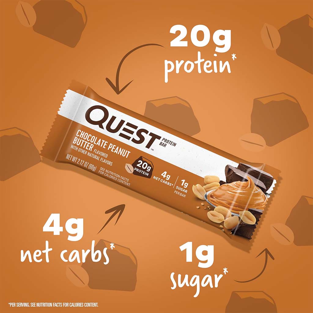Quest Nutrition Chocolate & Peanut Butter Flavoured Protein Bar 60g, Pack of 12's - Easy Pharmacy LLC