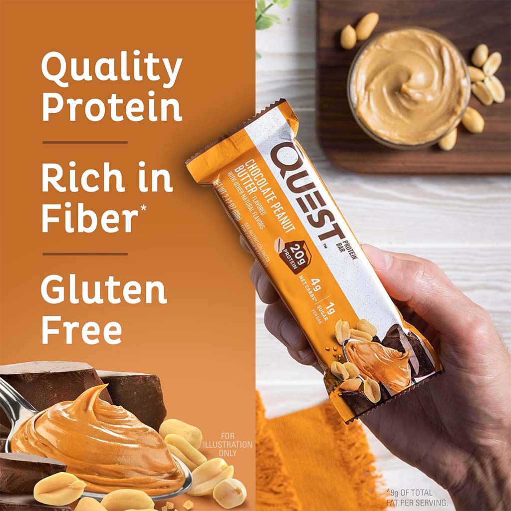 Quest Nutrition Chocolate & Peanut Butter Flavoured Protein Bar 60g, Pack of 12's - Easy Pharmacy LLC